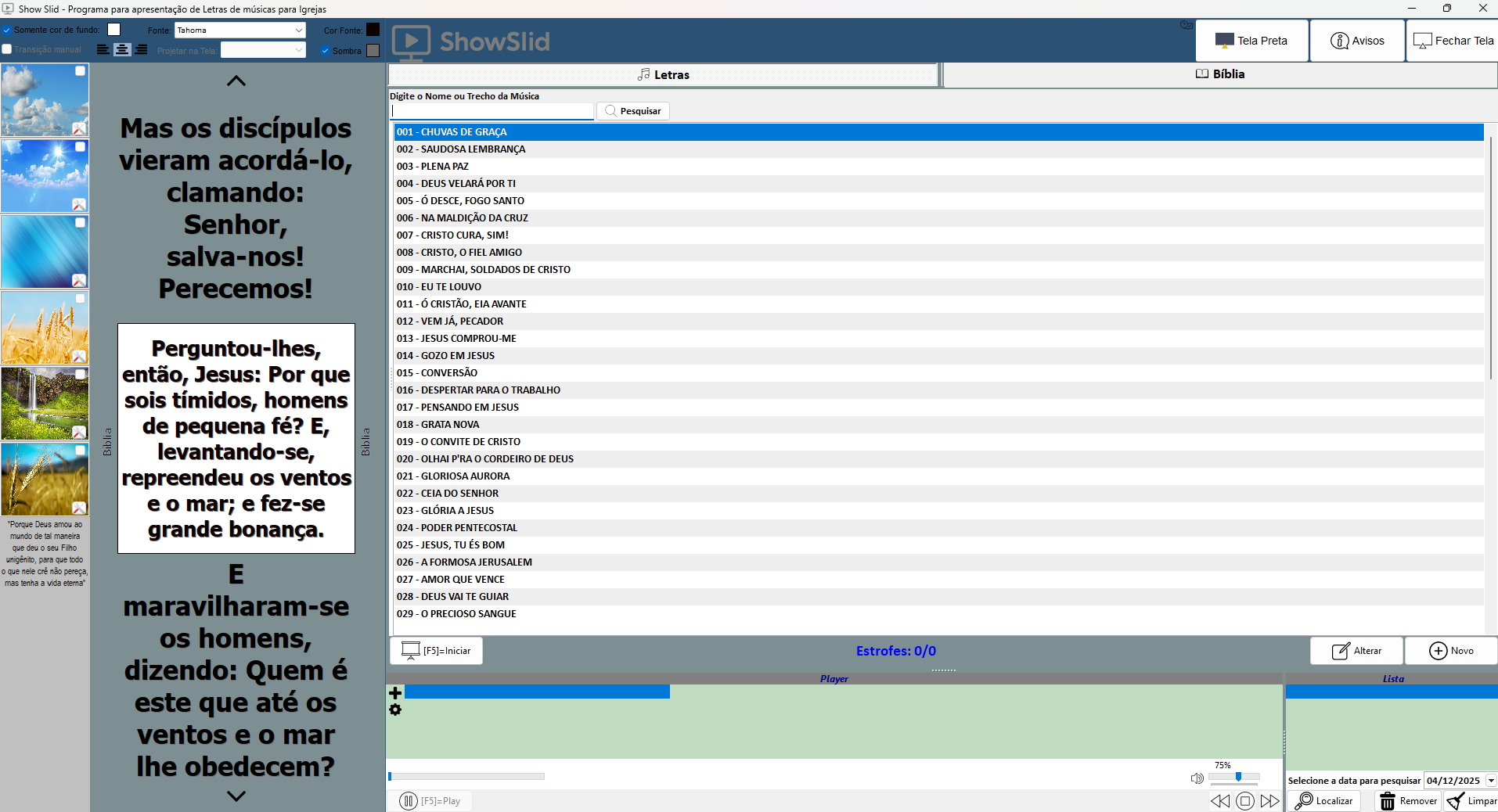 Interface do Show Slid